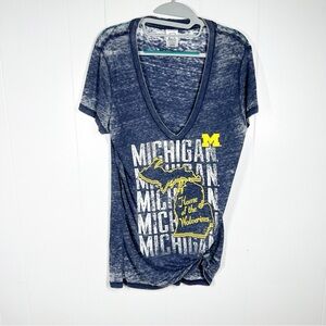 Proedge Blue Michigan U of M Graphic Short Sleeve Burnout Tee Large (Juniors)